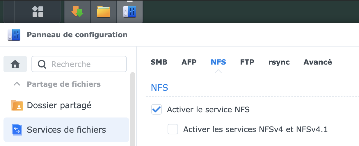 Activer NFS Synology